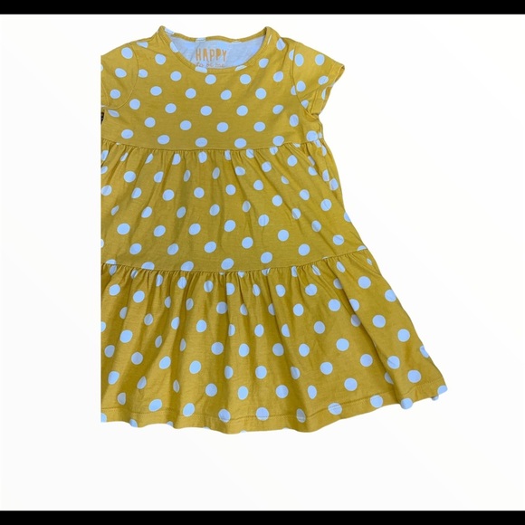 FLORENCE & FRED Large Polka Dot Dress With Ruched Waist Mustard Yellow Girl 5-6Y - Picture 6 of 8